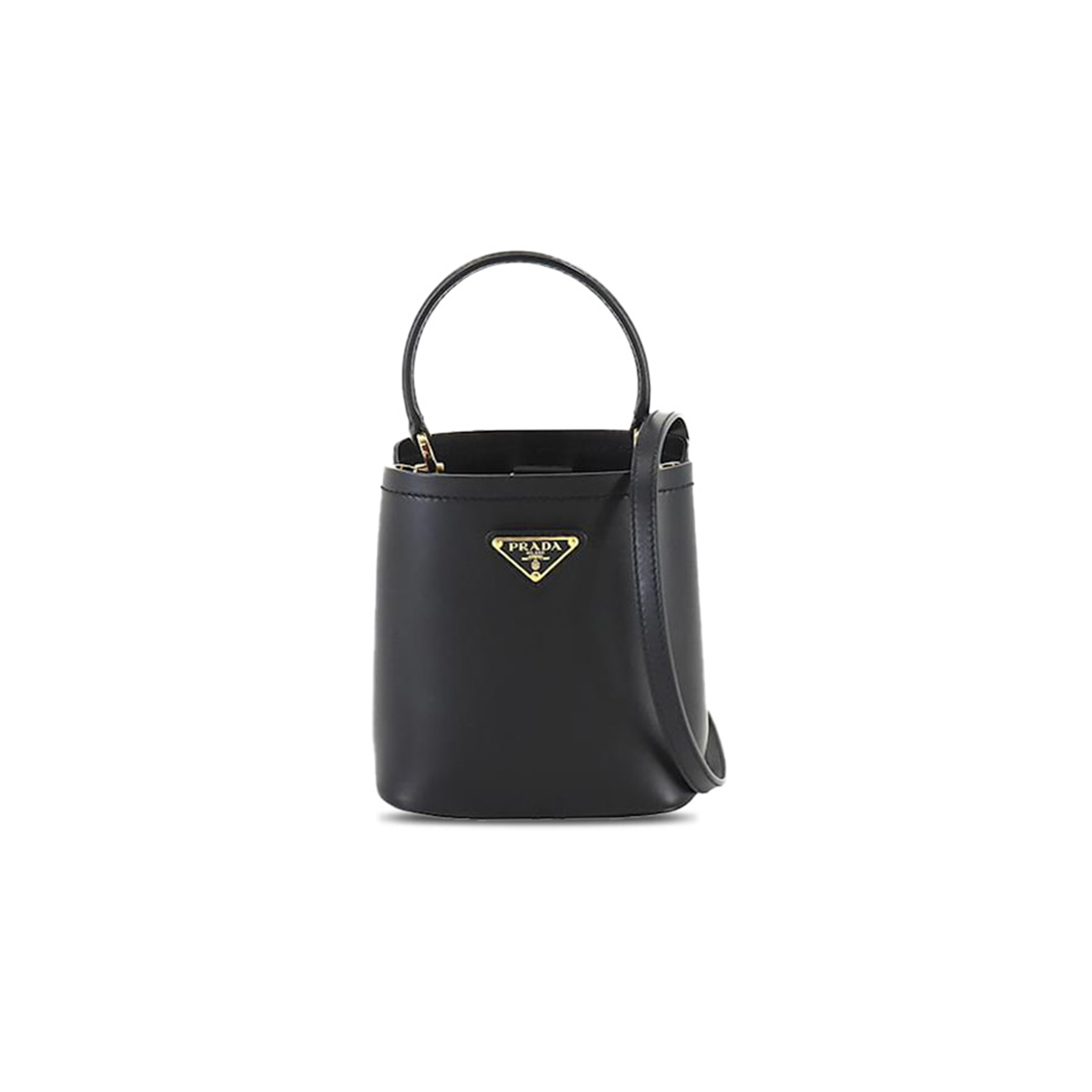 Pra*a black small saffiano leather panier bag 1ba373 (16*15*9.5cm)